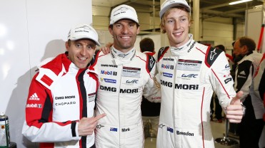 Porsche Team: Timo Bernhard, Mark Webber, Brendon Hartley (l-r)