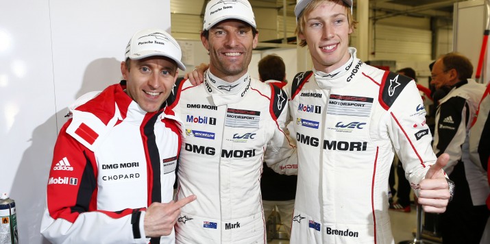 Porsche Team: Timo Bernhard, Mark Webber, Brendon Hartley (l-r)