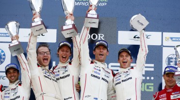 Andreas Seidl, Teamchef Porsche Team, Brendon Hartley, Mark Webber, Timo Bernhard (l-r)