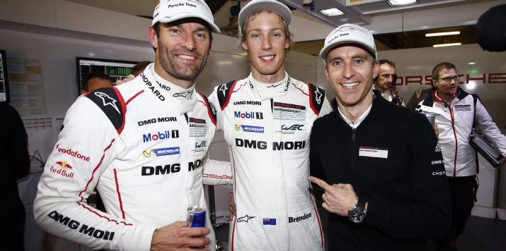 Porsche Team: Mark Webber, Brendon Hartley, Timo Bernhard (l-r)