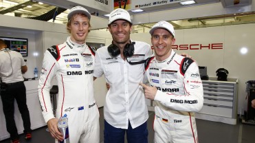 Porsche Team: Brendon Hartley, Mark Webber, Timo Bernhard (l-r)