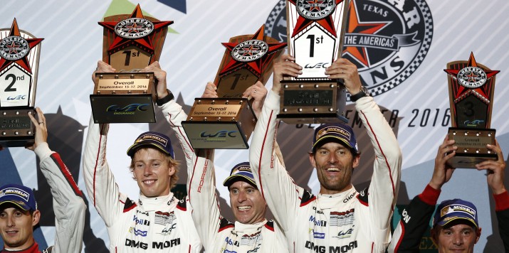 Porsche Team: Brendon Hartley, Timo Bernhard, Mark Webber (l-r)