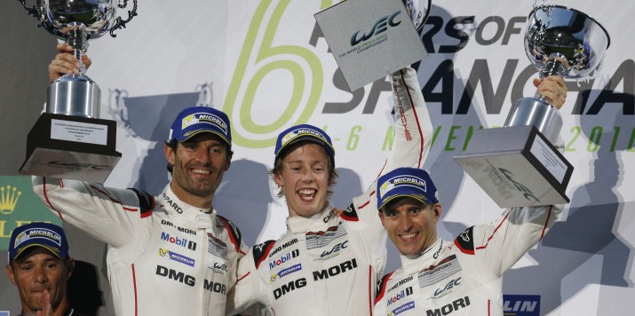 Porsche Team: Mark Webber, Brendon Hartley, Timo Bernhard (l-r)